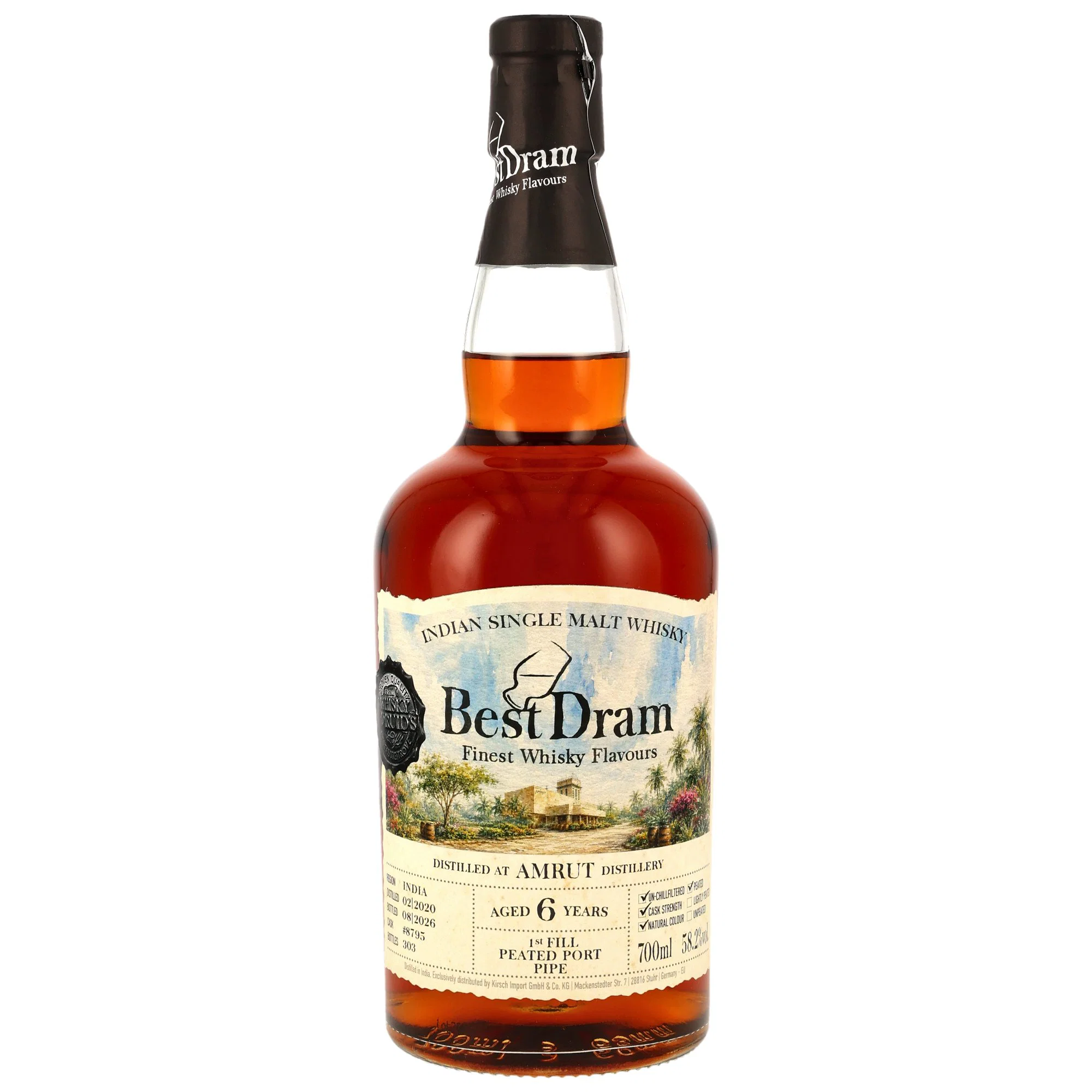 Amrut 6 (2020/2026) - #8795 - 1st Fill Peated Port Pipe - Best Dram